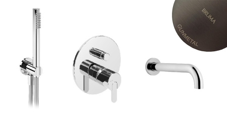 Система скрытого монтажа для ванны Bruma Leaf на 2 потока Set 167 130 1 MG-DoubleB, GunMetal